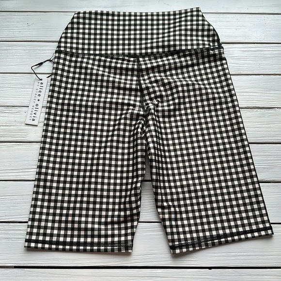NWT Alice + Olivia Aaron High Waist Bike Shorts Black White size Small - Picture 4 of 4